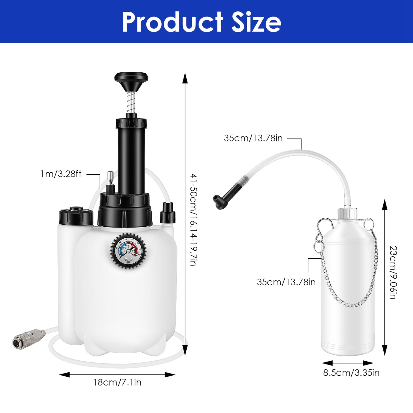 3L Manual Brake Bleeder Kit with 4 Adapter Caps