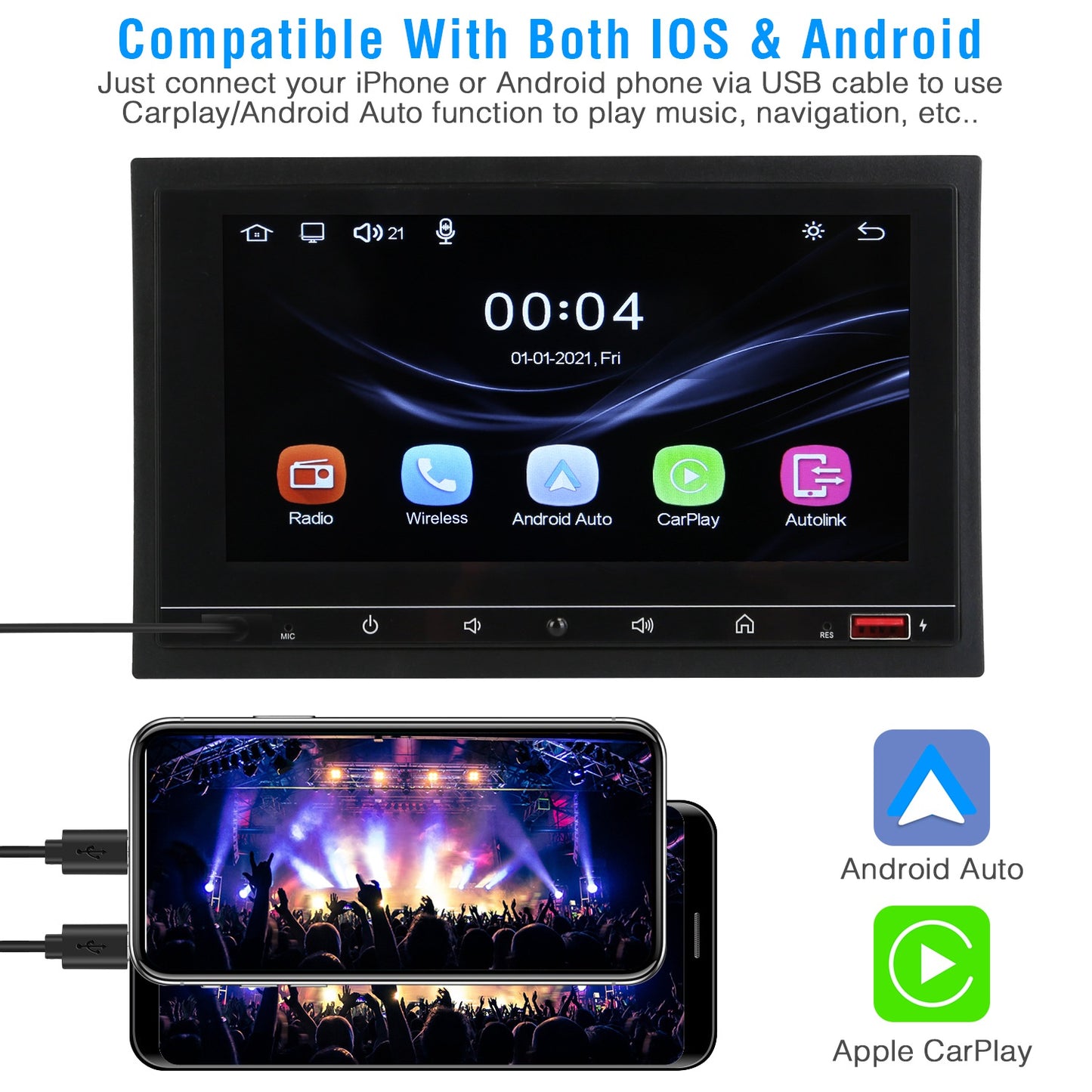 7 Inch Touchscreen Car MP5 Player with Bluetooth & Rear Camera