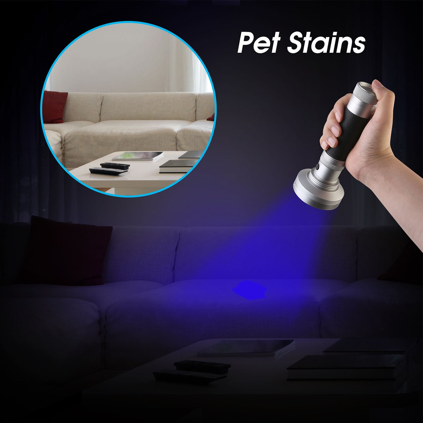 100-LED UV Blacklight Flashlight for Stain & Leak Detection