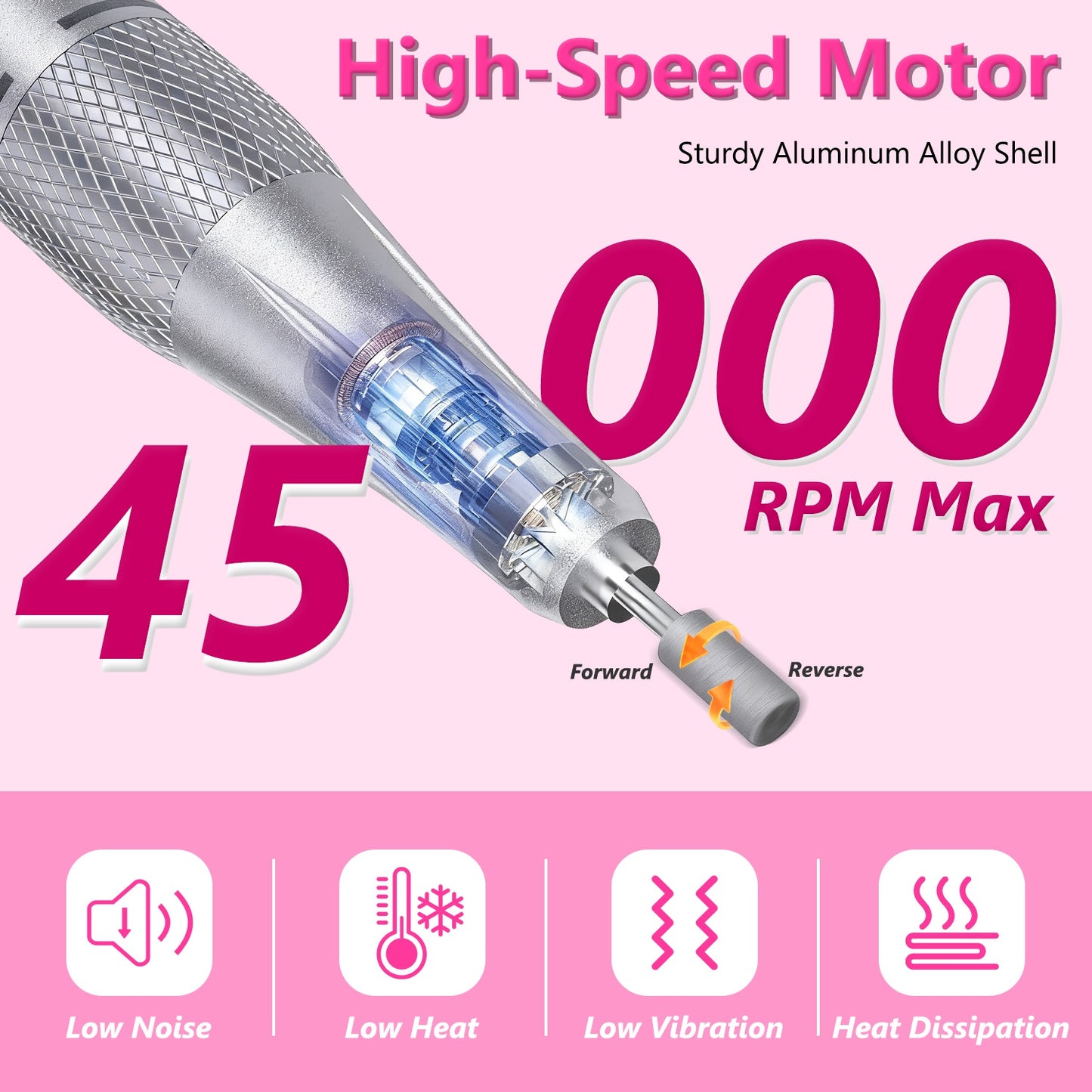 Electric Nail Drill Kit 45000 RPM with 11 Bits & LED Display