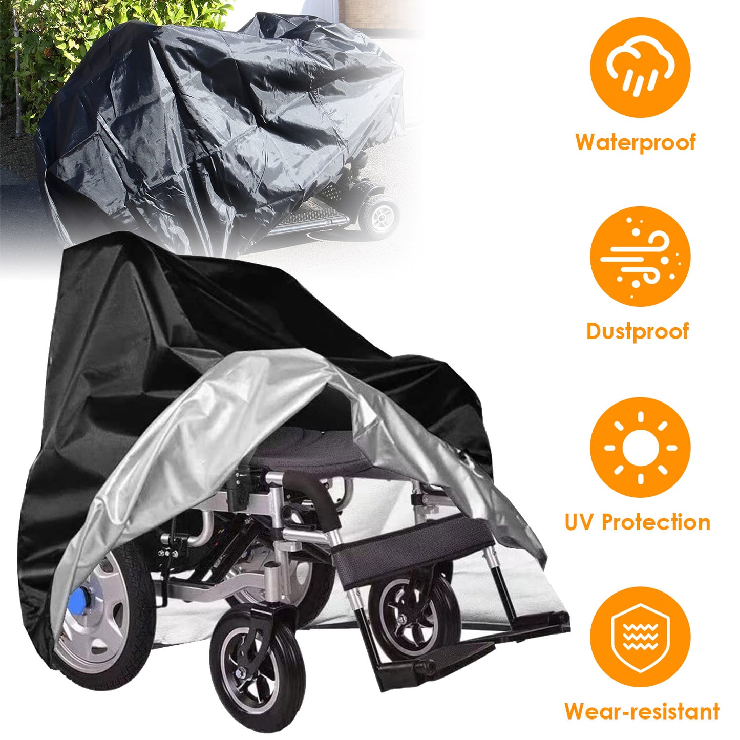 Waterproof Mobility Scooter Cover with Storage Bag 74.8"