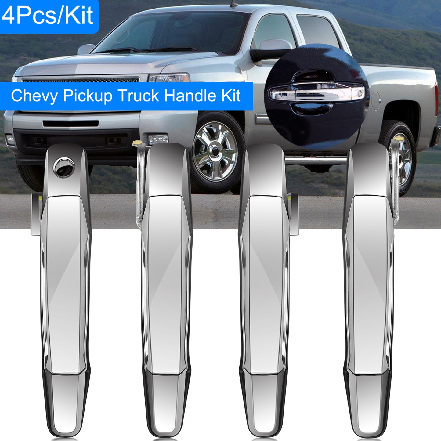 Chrome Door Handle Set for Chevy Silverado Sierra 2007-2014