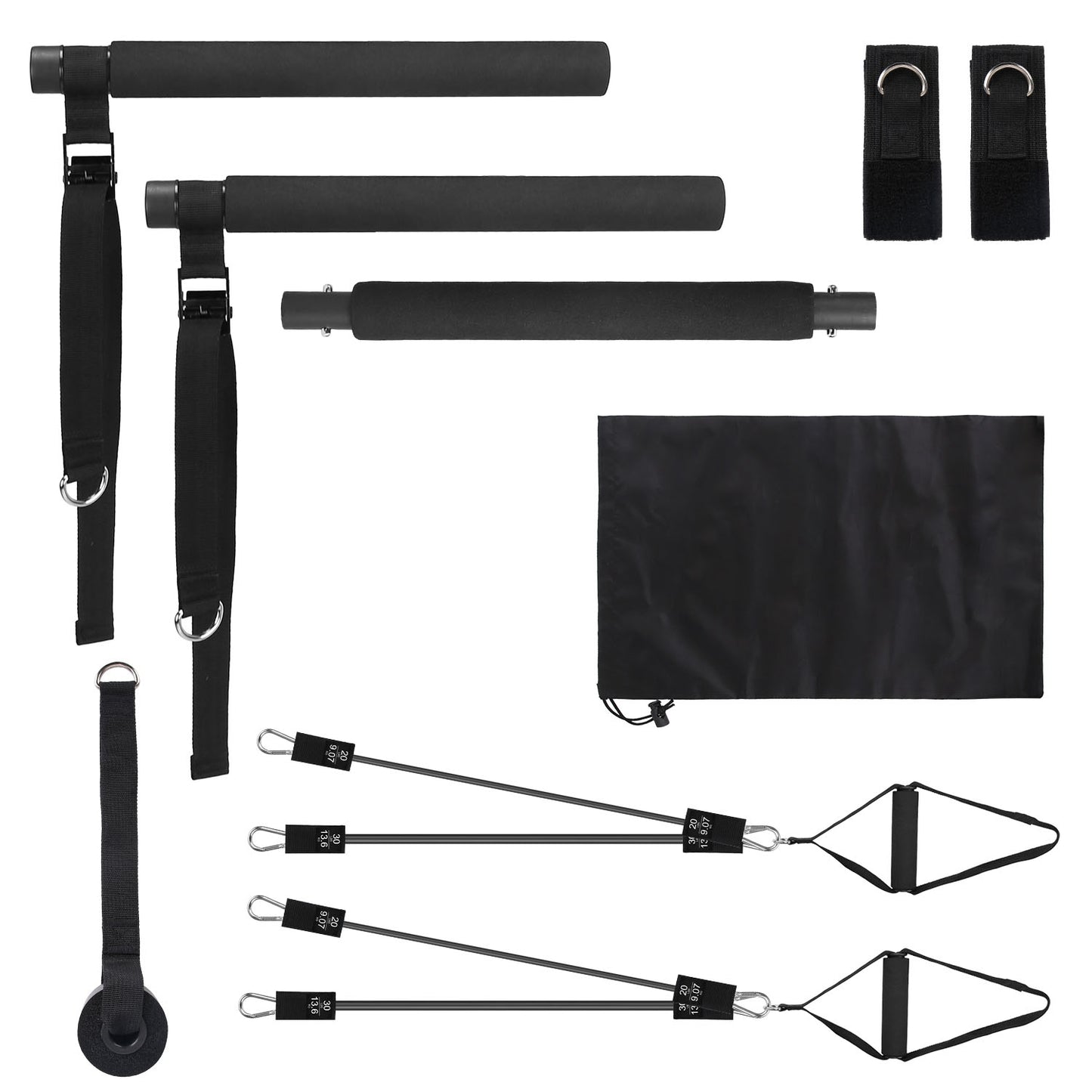 Pilates Bar Kit with 100LBS Resistance Bands & Accessories