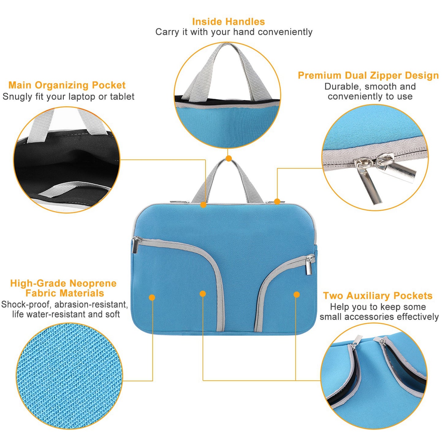 Laptop Sleeve Bag with Front Pockets - Neoprene Protection