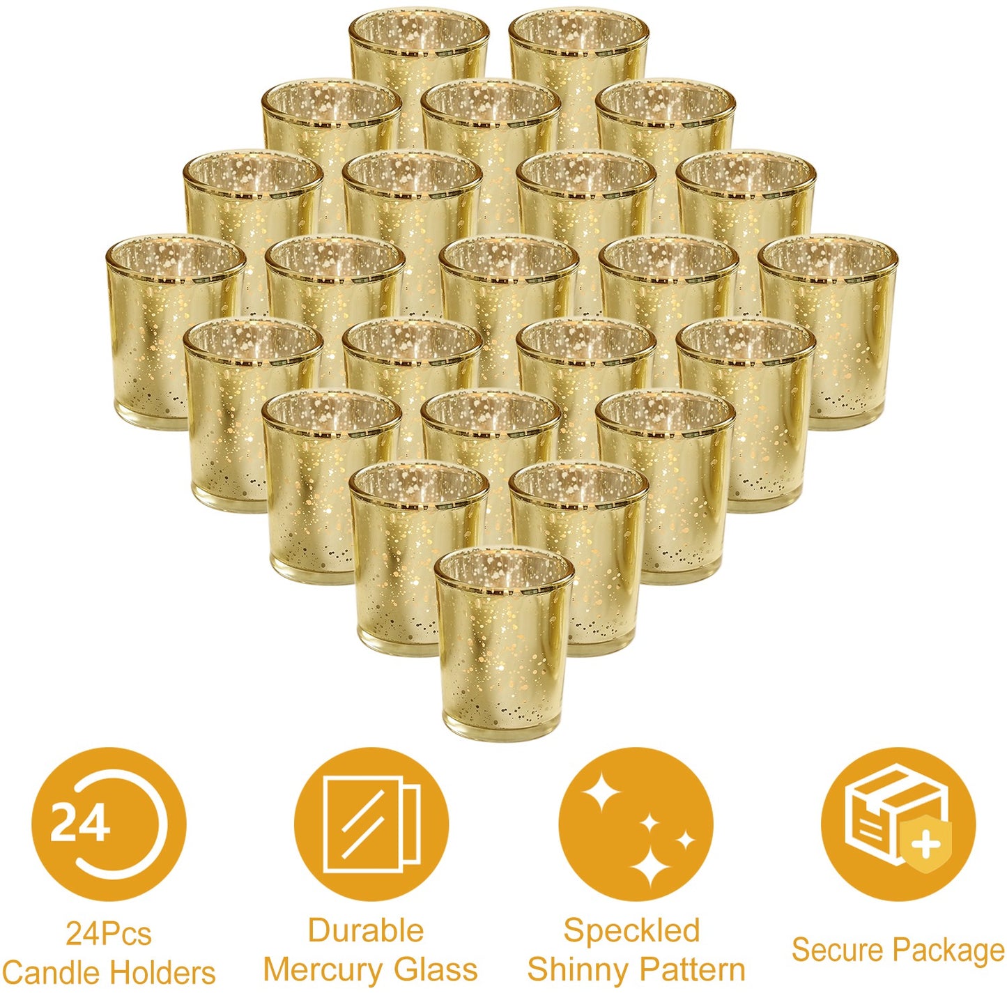 Gold Mercury Glass Votive Candle Holders Set of 24