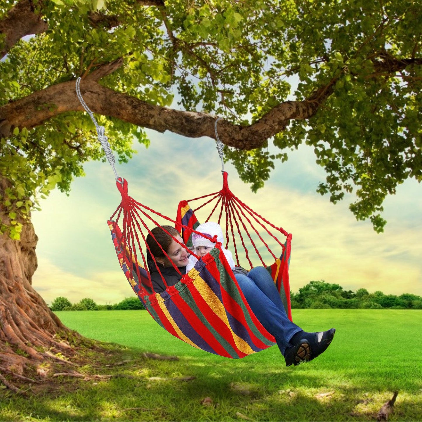 Hammock Hanging Chair with Pillows – 440 LBS Capacity