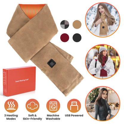 USB Heated Winter Scarf with 3 Temperature Settings