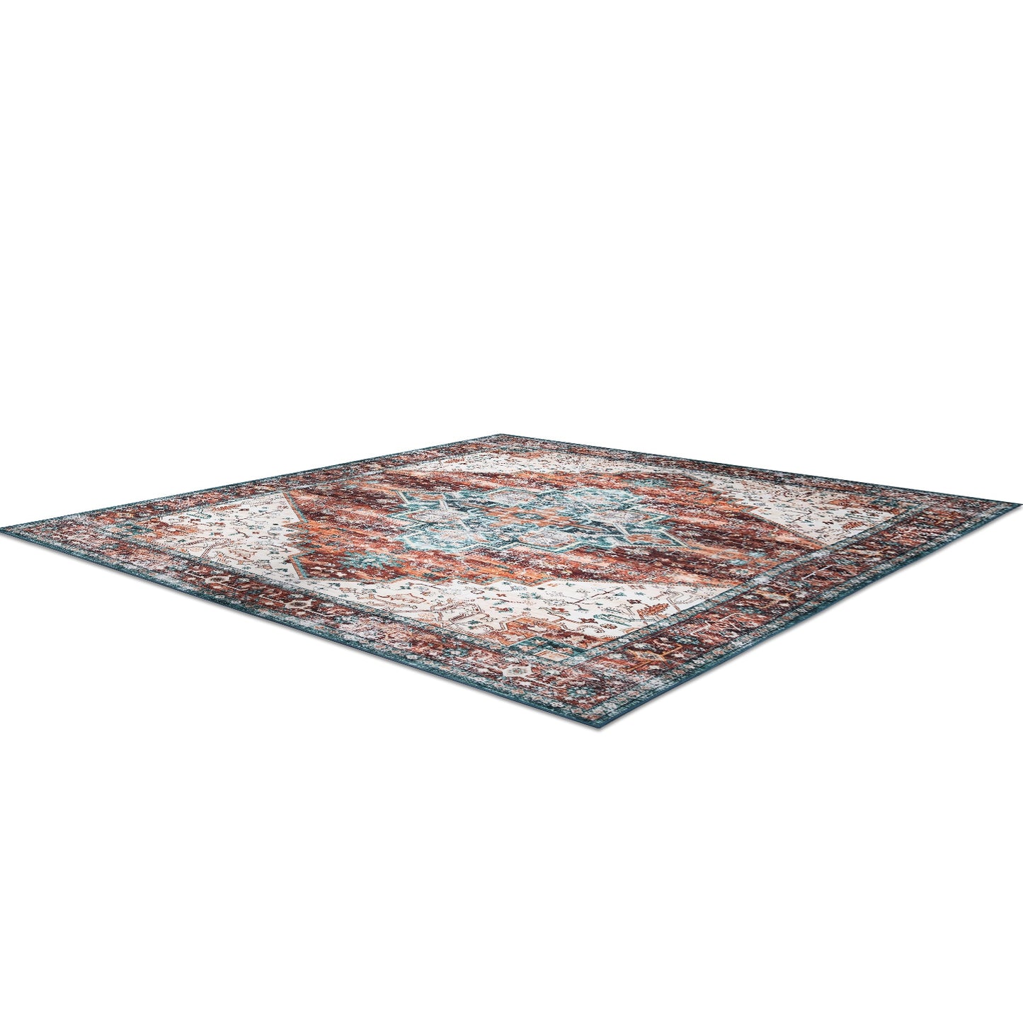 Vintage Area Rug 6x9 FT Non-Slip Washable Soft Faux Cashmere