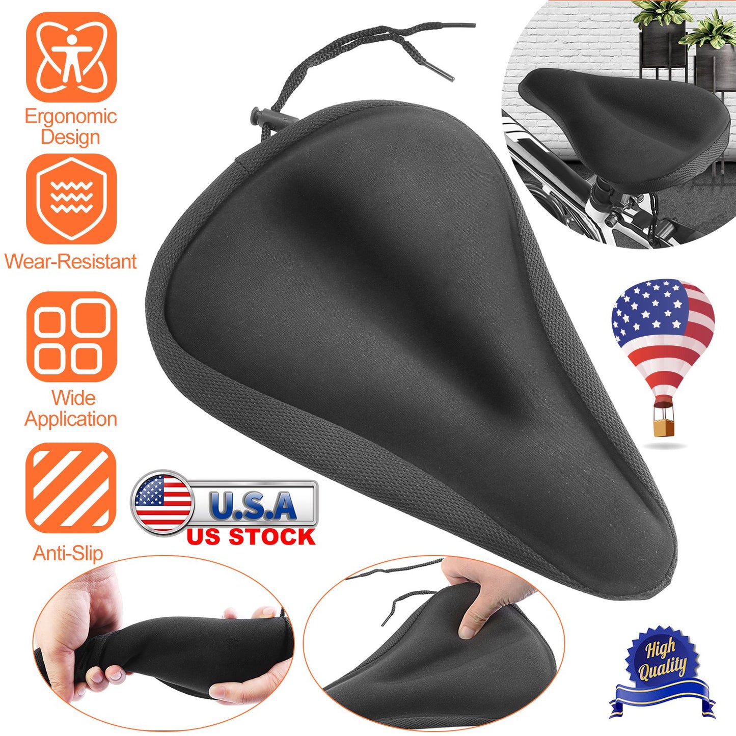 Gel Bike Seat Cover - Padded Cushion for Narrow Saddles