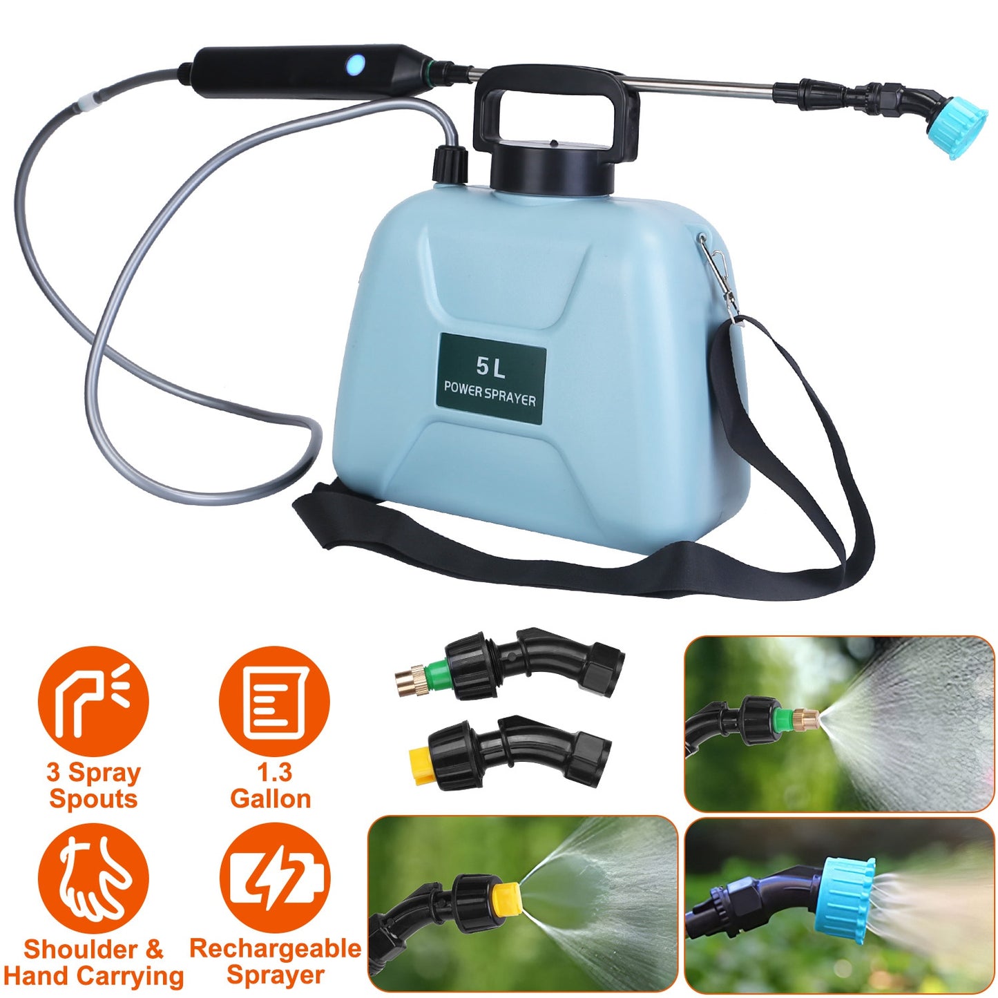Electric Plant Sprayer 5L Rechargeable with Telescopic Wand