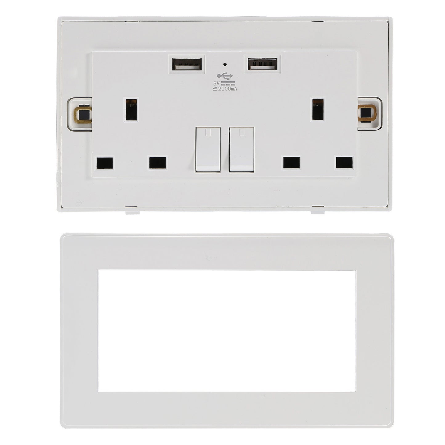 UK Dual Wall Socket with USB Charging Ports & Switches