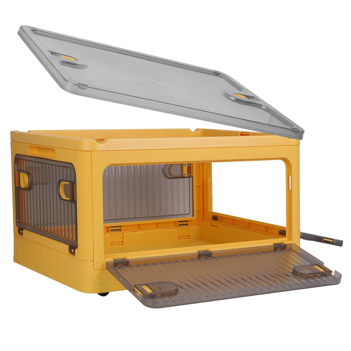 70QT Foldable Storage Bin with Lid and 4 Side Doors