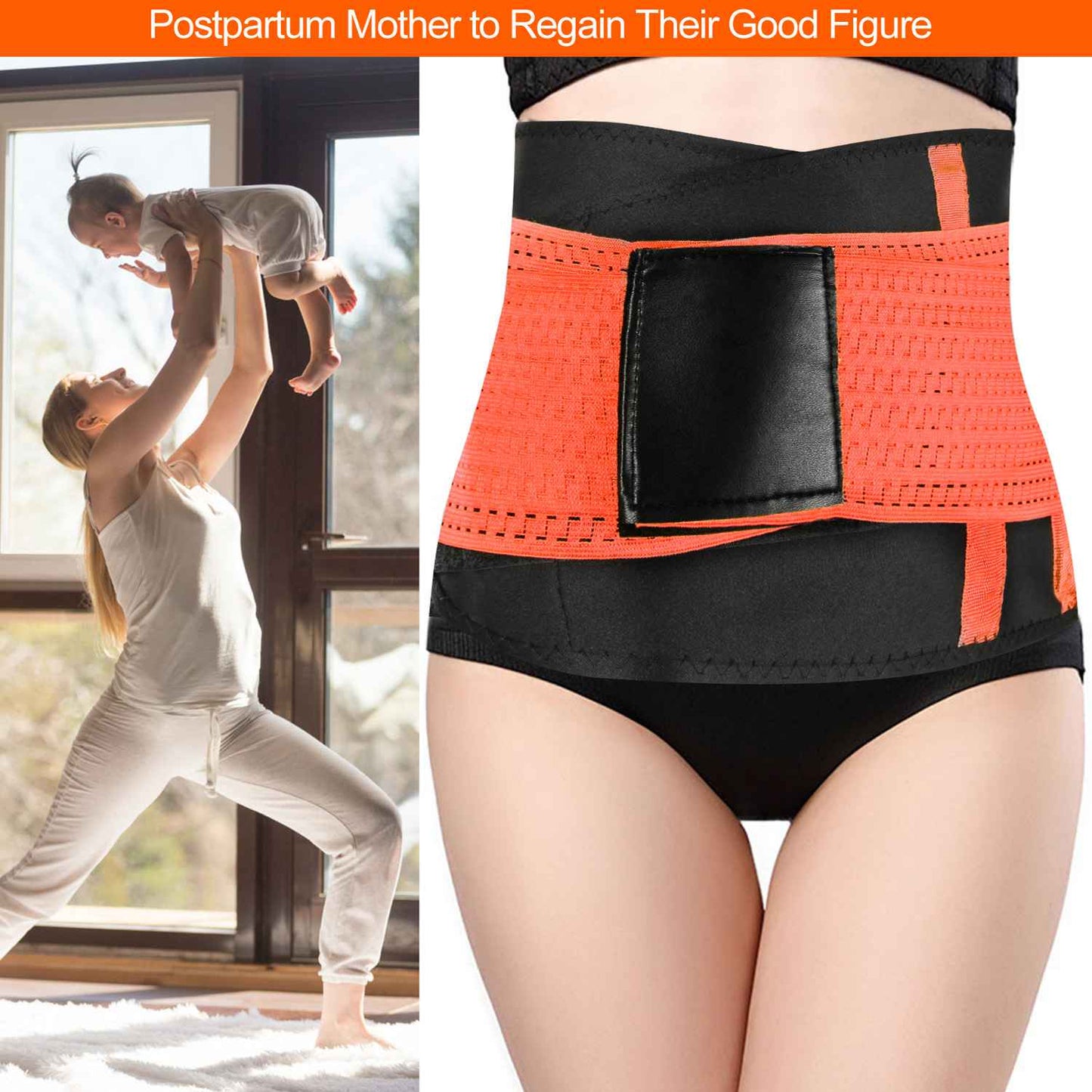 Waist Trainer Belt with Back Support - Adjustable Slimming Band