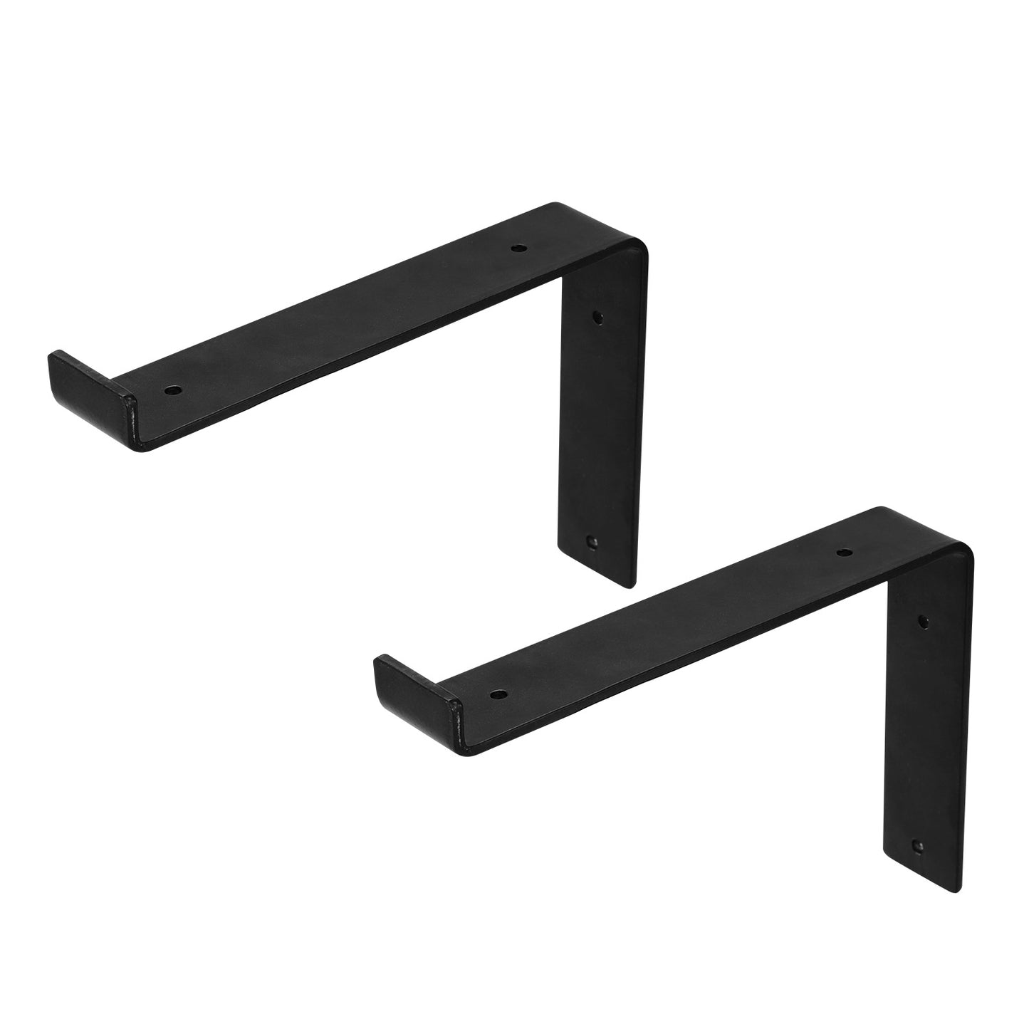 Heavy Duty Wall Mounted Shelf Brackets - 2 Pack Black Metal