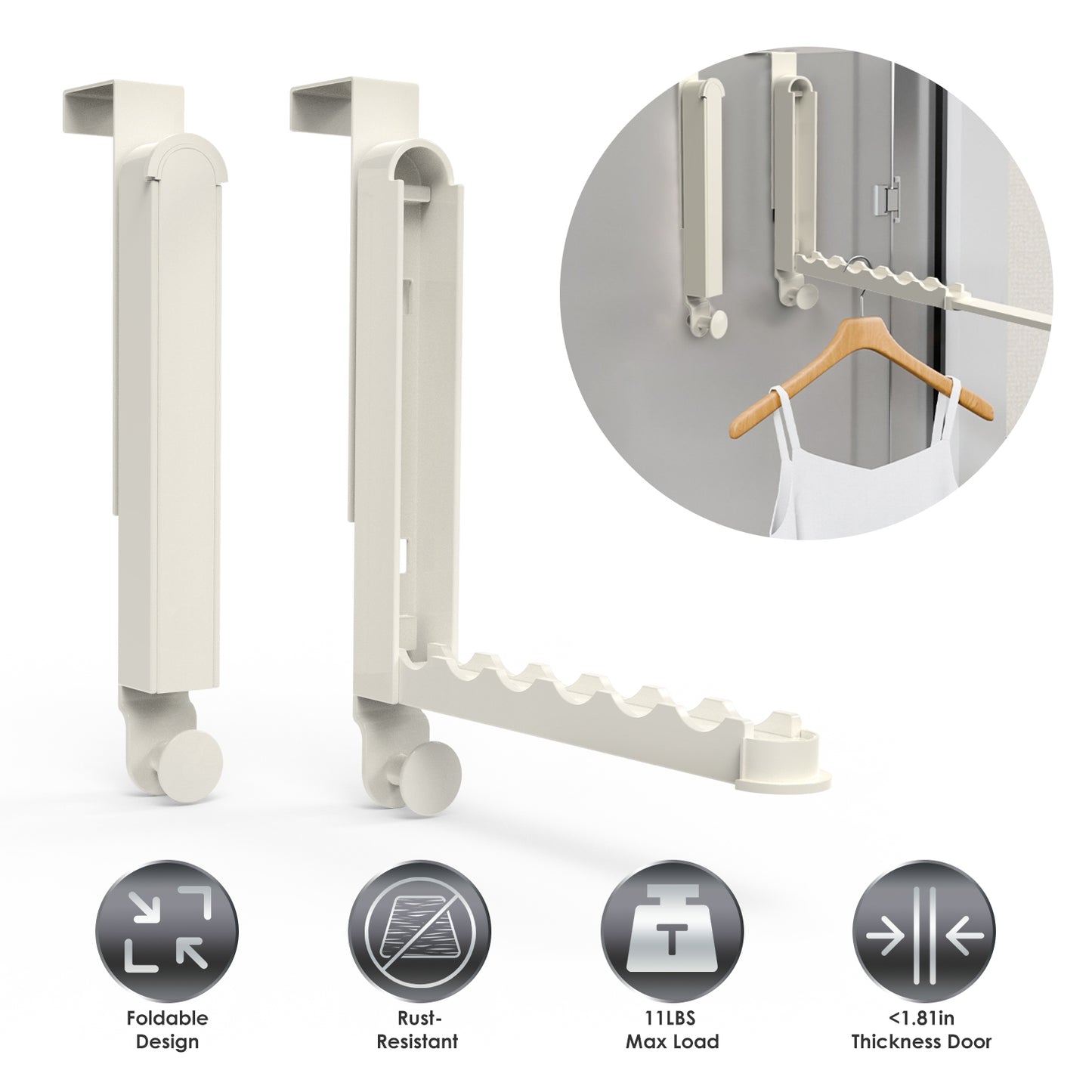 Over The Door Hanger Hooks - Foldable Drying Rack 2-Pack