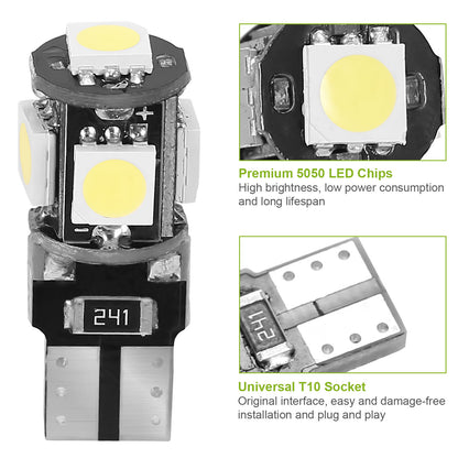 T10 LED Light Bulbs 20-Pack 6000K White Car Interior Lights