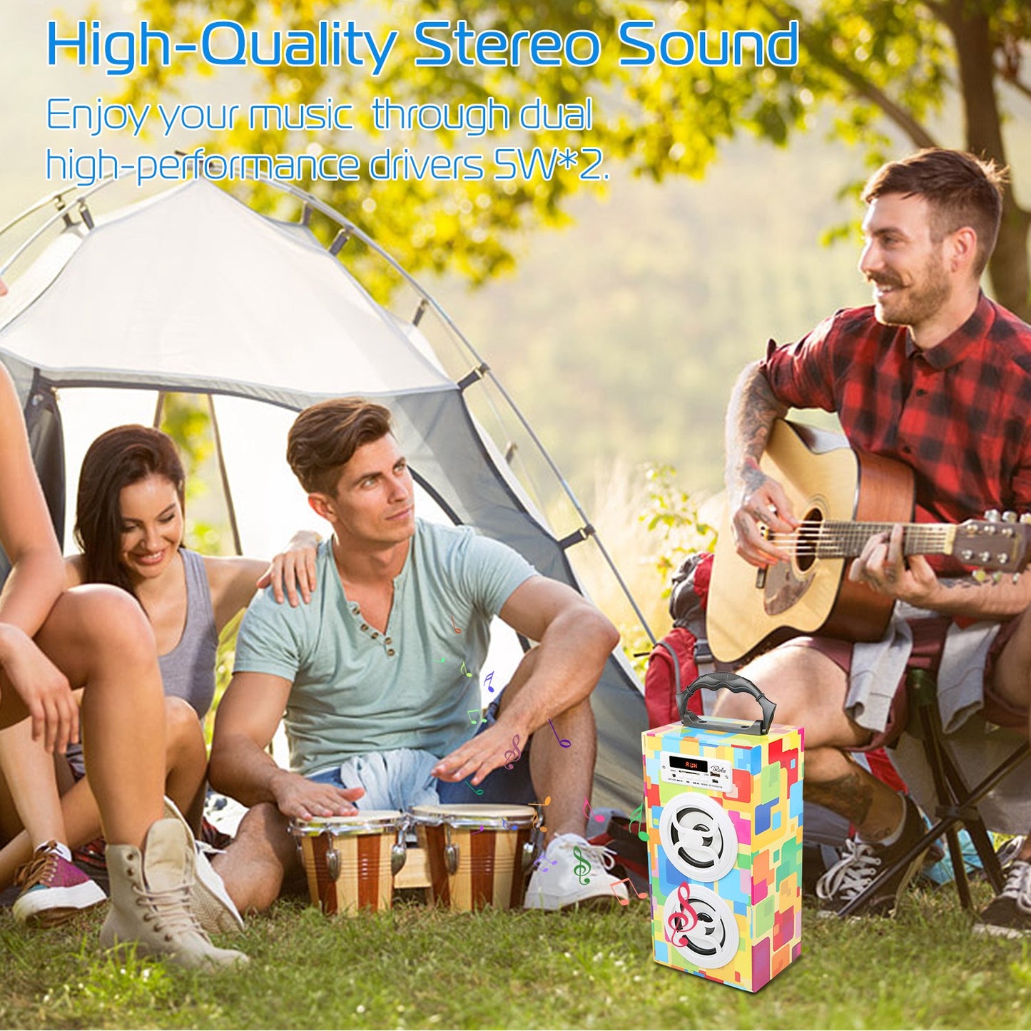 Wooden Bluetooth Speaker 10W Dual Driver with FM Radio
