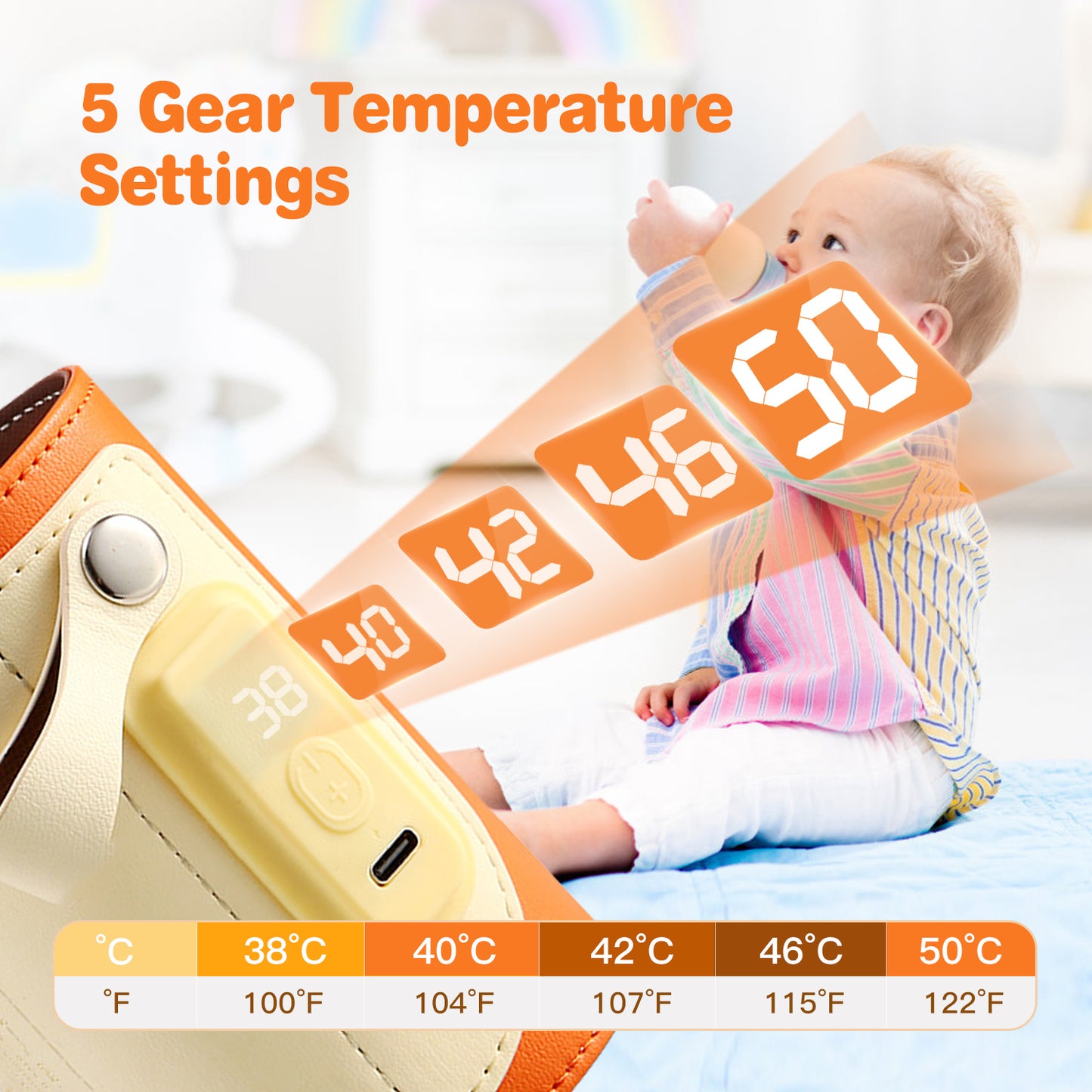 Portable Baby Bottle Warmer with 5 Temperature Settings