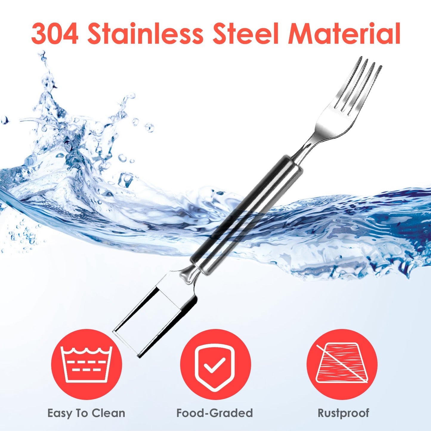 2-in-1 Watermelon Slicer Fork Set - Stainless Steel (5 Pack)