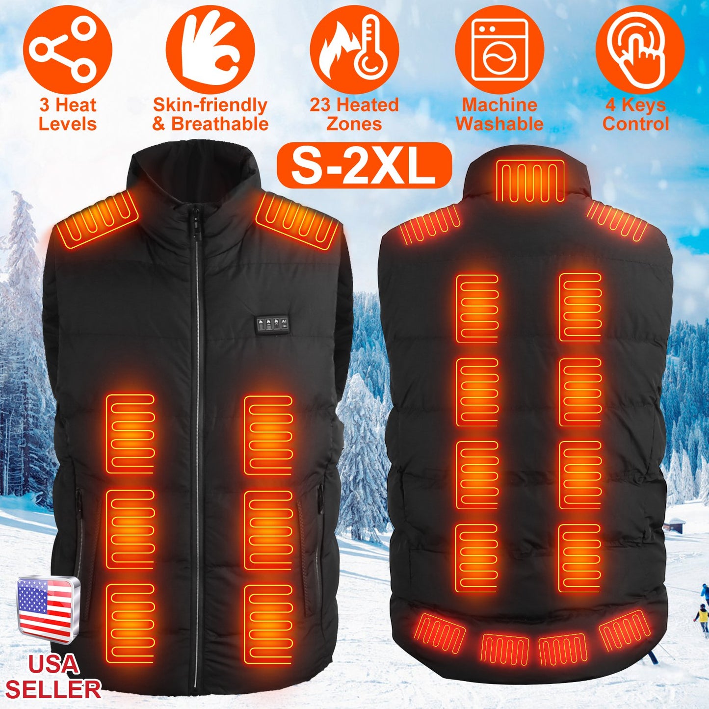 Heated Vest with 23 Heating Zones & 3 Temperature Levels