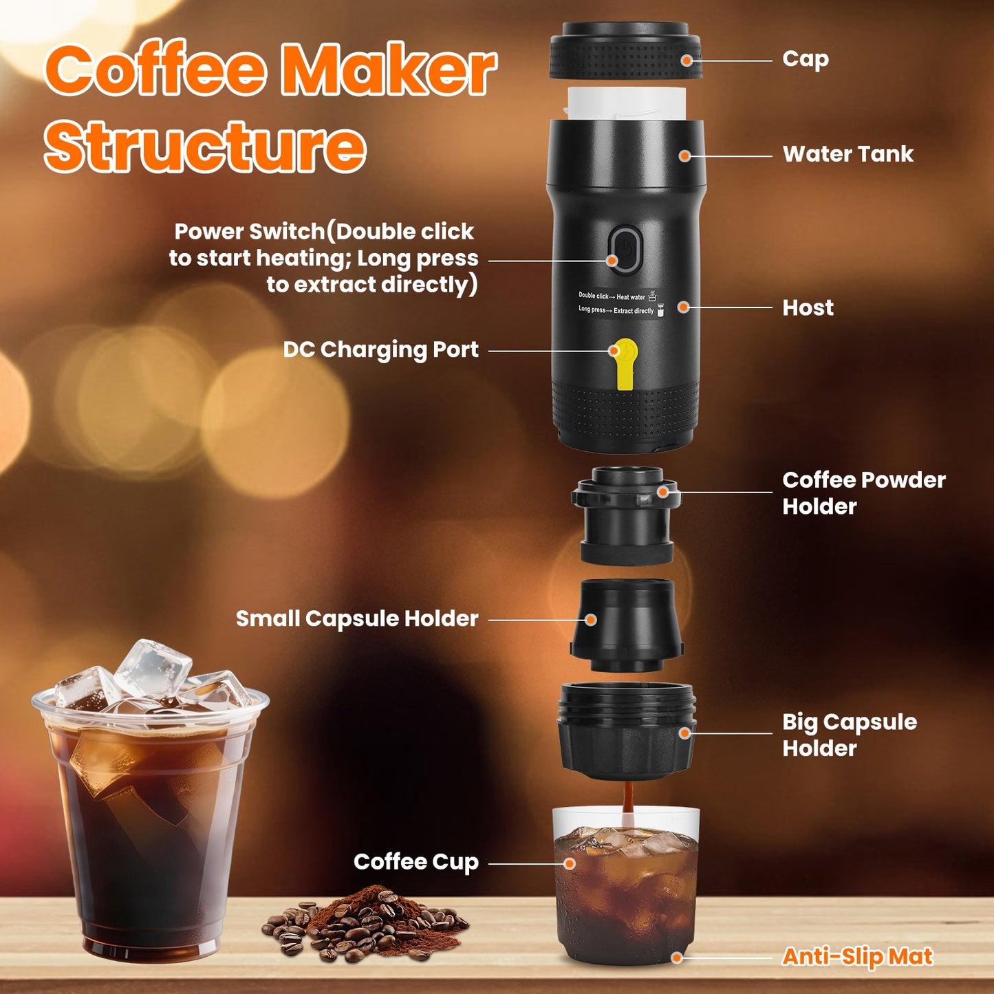 Portable Electric Espresso Machine with 7500mAh Battery