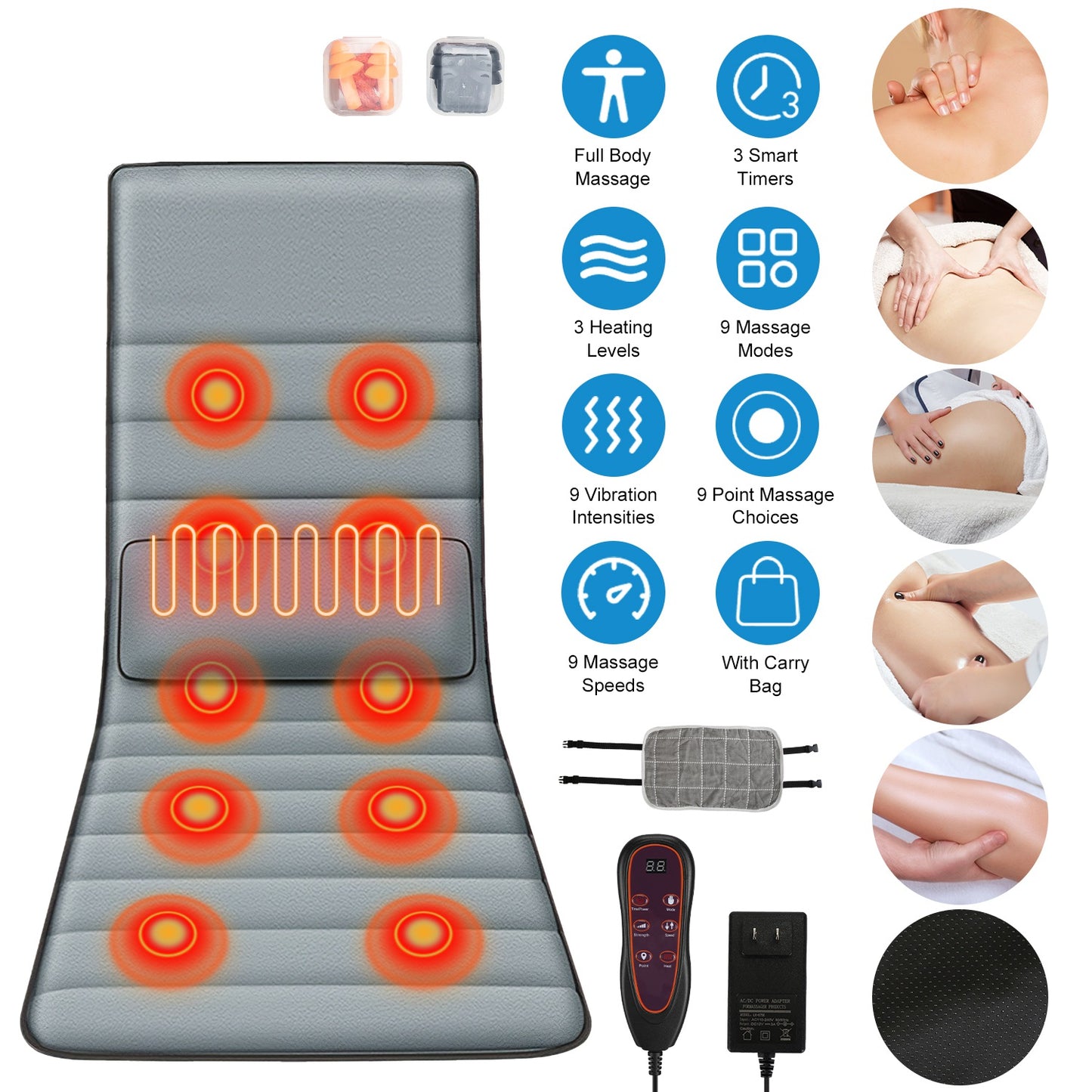 Full Body Electric Massage Mat with Heat and Vibration
