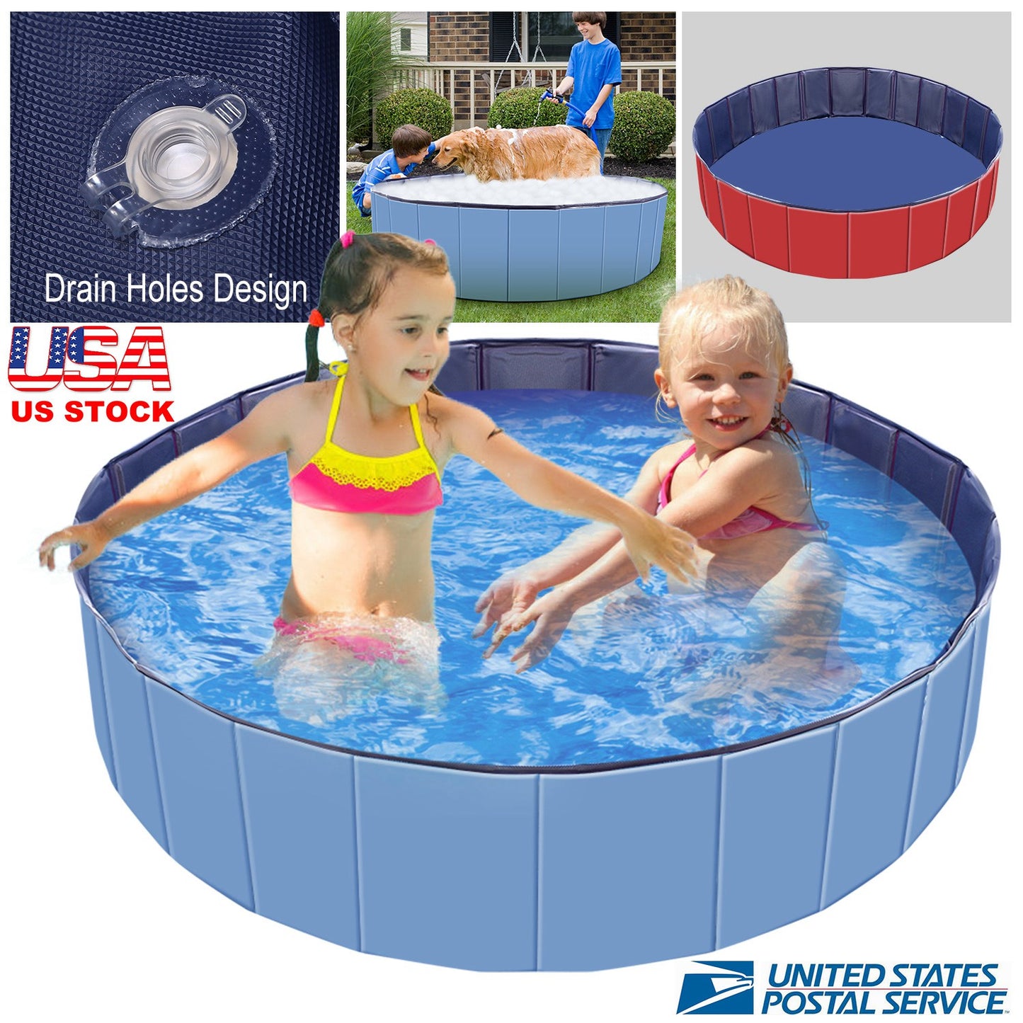Foldable Pet Swimming Pool - 4ft PVC Dog Bath Tub
