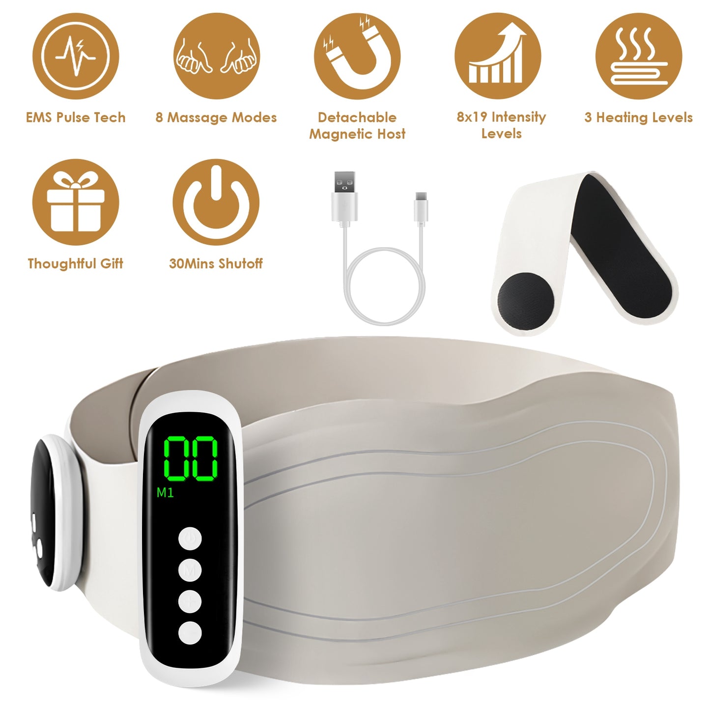 EMS Lower Back Massager Heating Pad with Remote Control