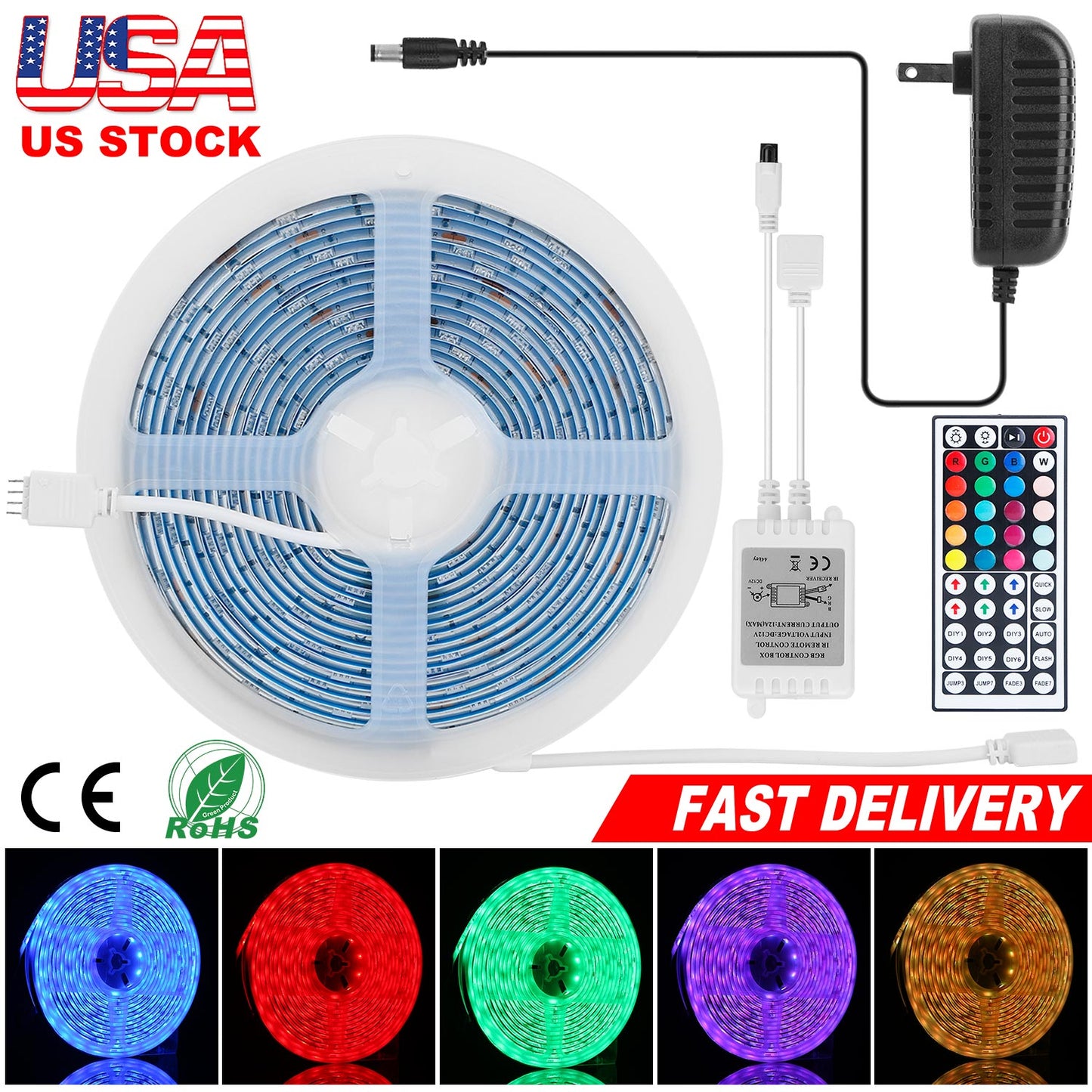 RGB LED Strip Lights 16.4FT with Remote Control