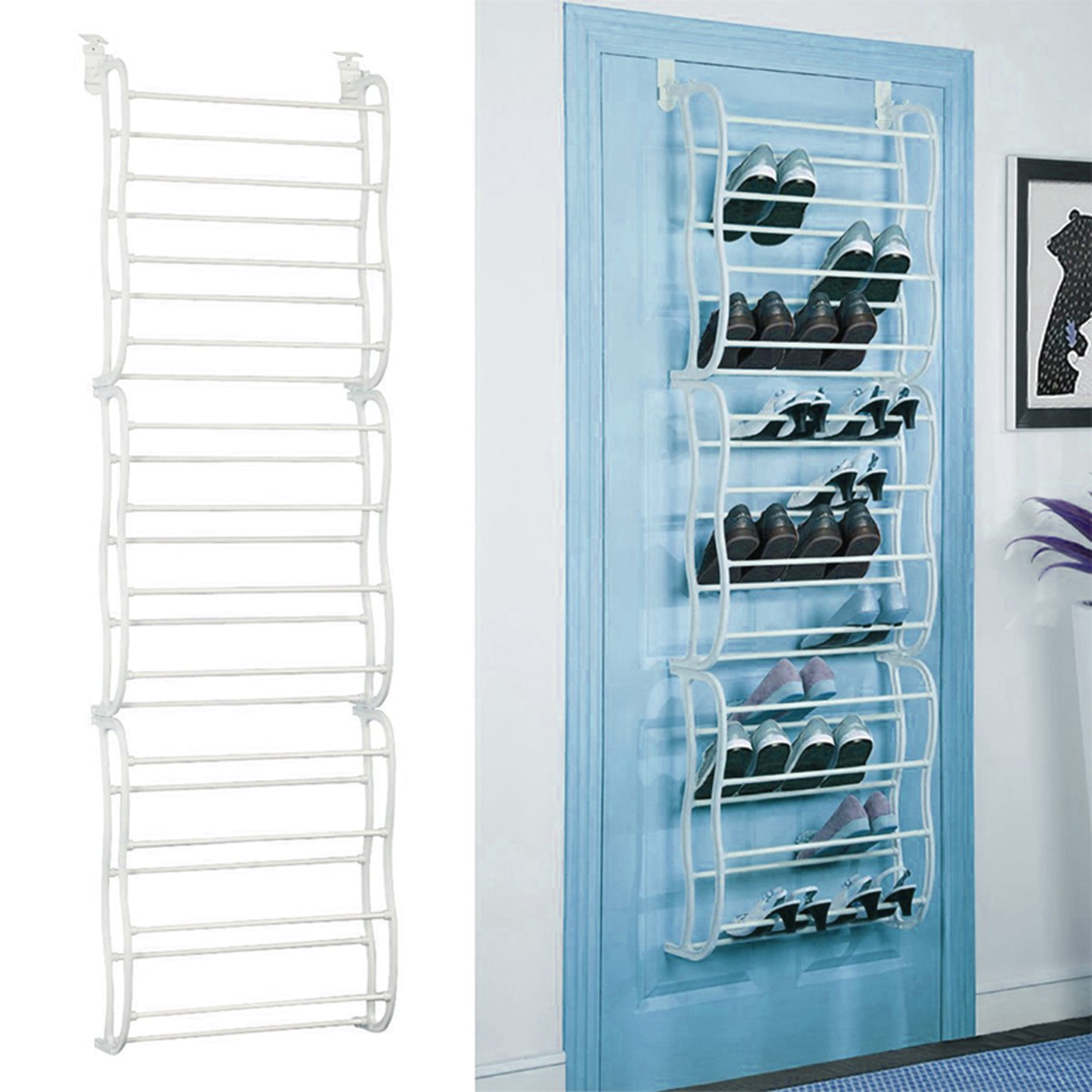 Over-The-Door Shoe Rack 12 Tier Organizer for 36 Pairs