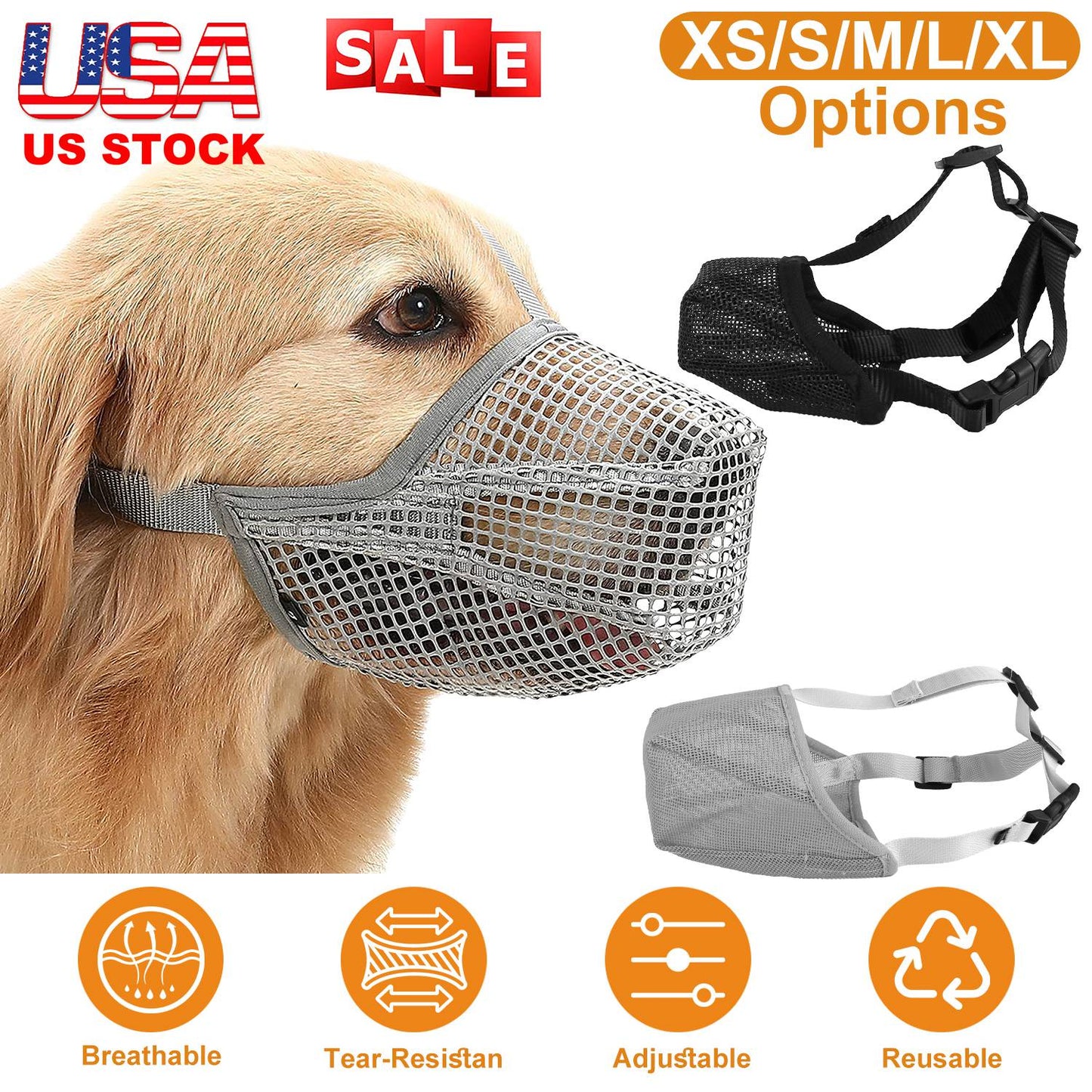 Soft Mesh Dog Muzzle with Adjustable Straps