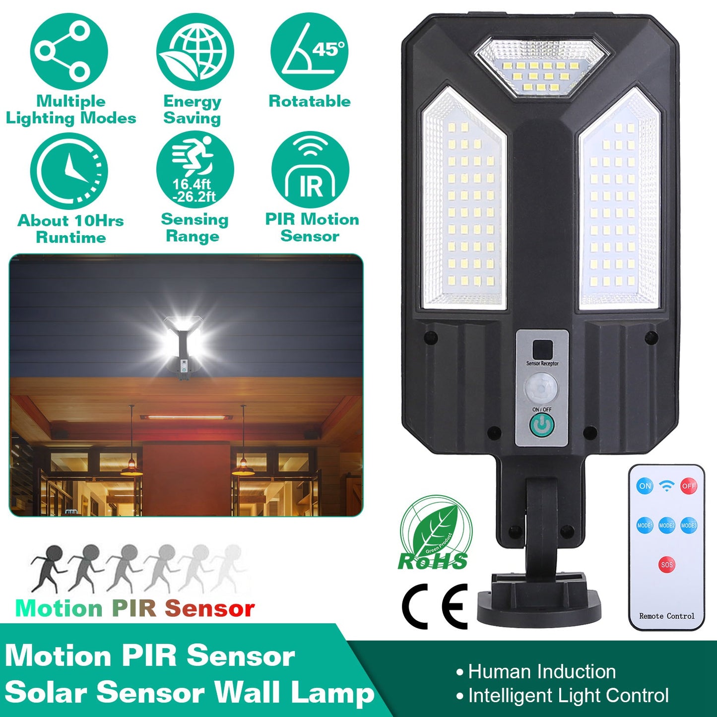 Solar Wall Light with Motion Sensor and Remote Control