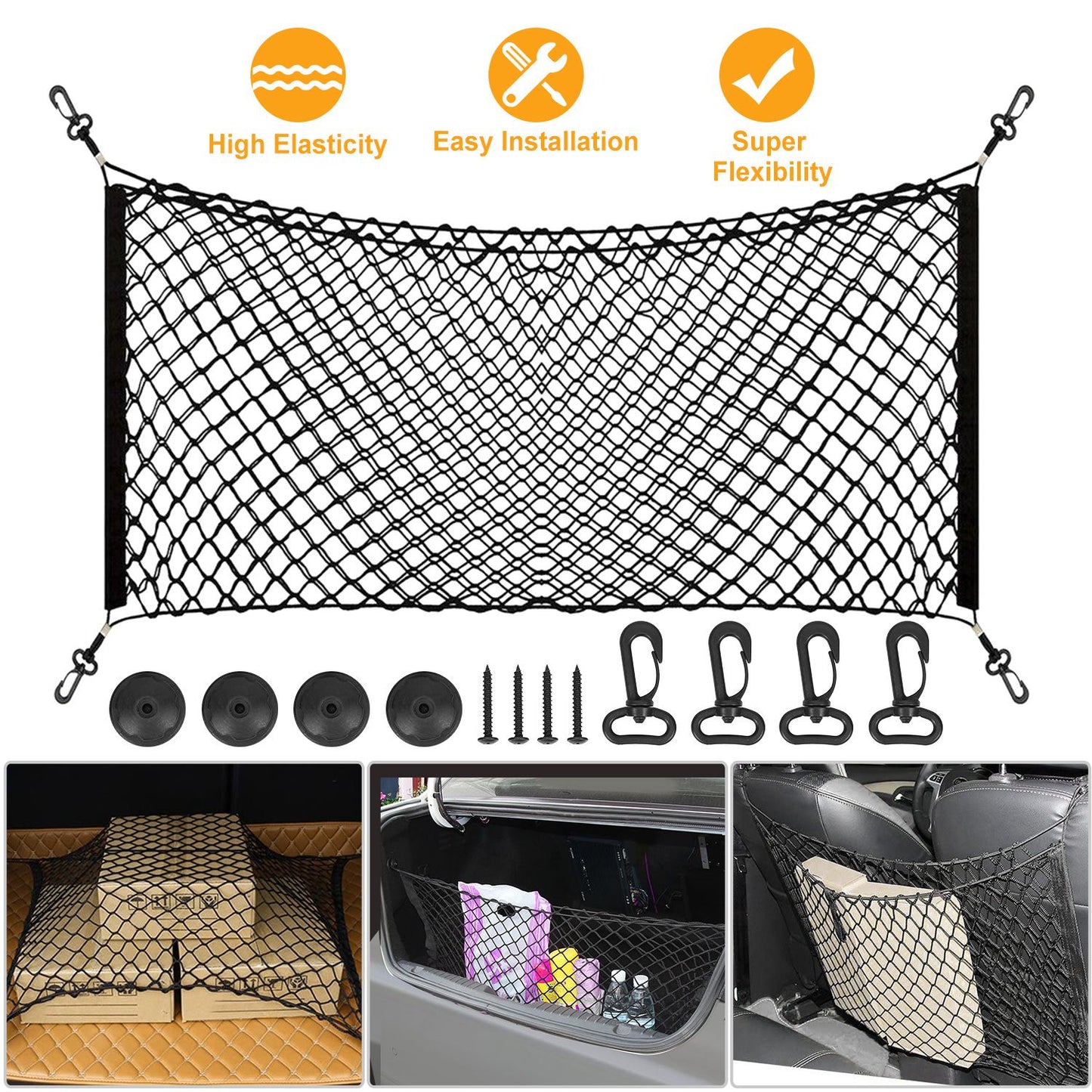 Trunk Cargo Net Organizer - Stretchable Elastic Storage
