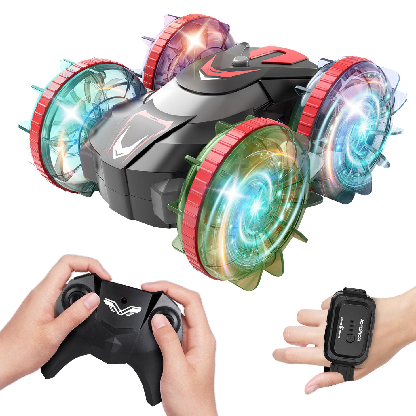 Amphibious RC Stunt Car with Wrist Controller & RGB Lights
