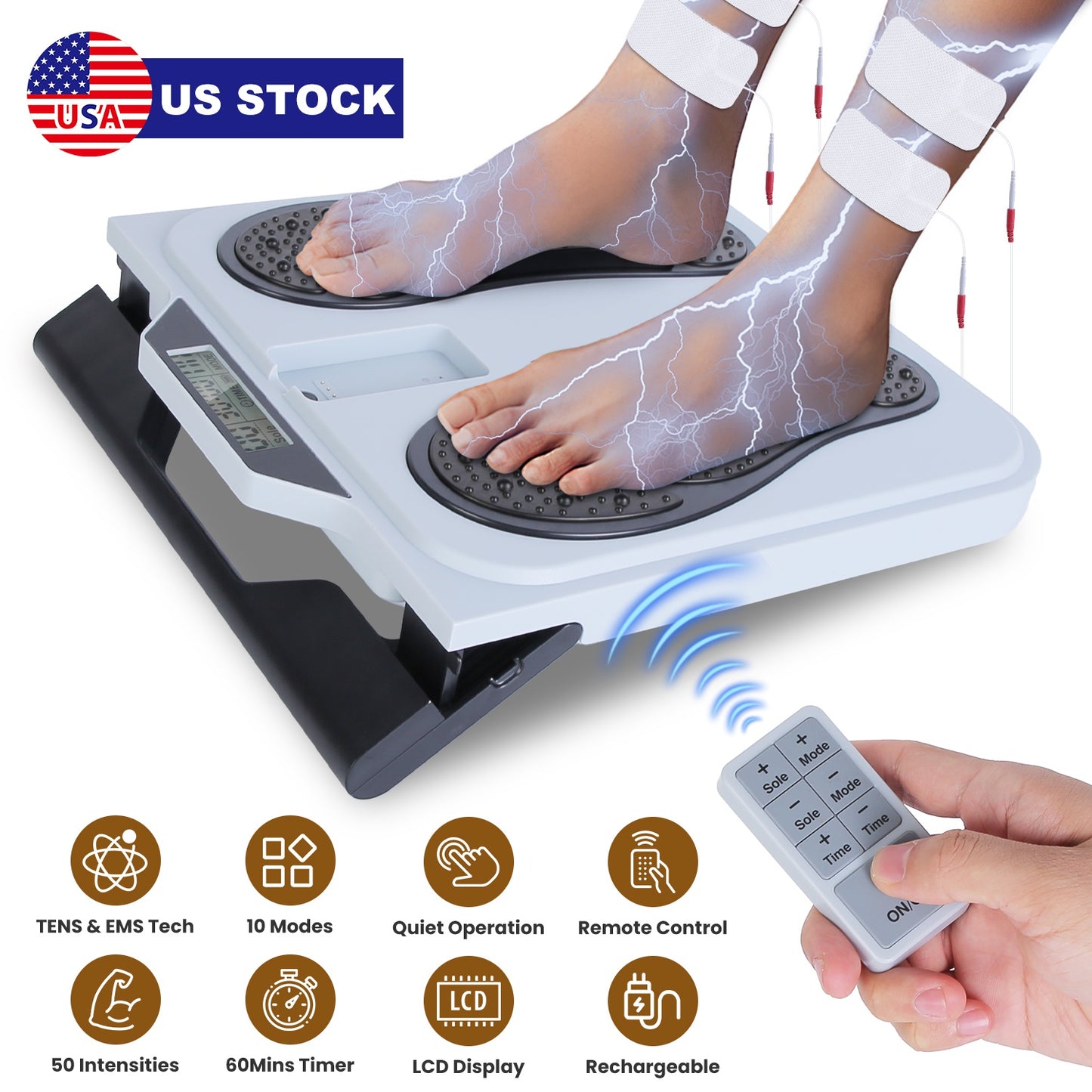 EMS Foot Massager with TENS Technology & Remote Control