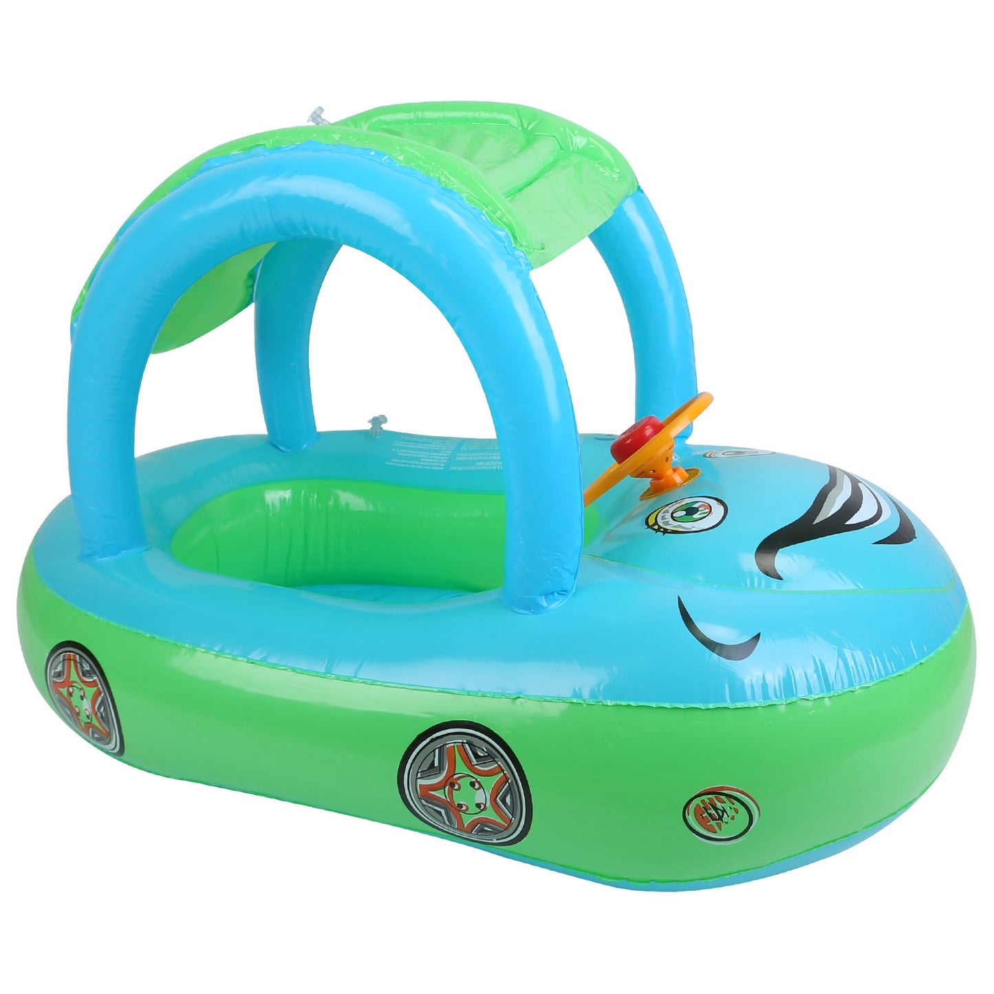 Baby Pool Float with Sun Canopy - Car Shaped Swim Ring