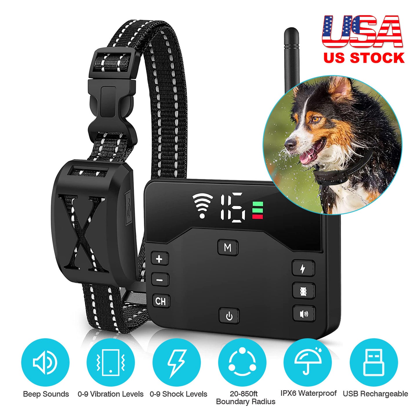Wireless Electric Dog Fence & Training Collar System