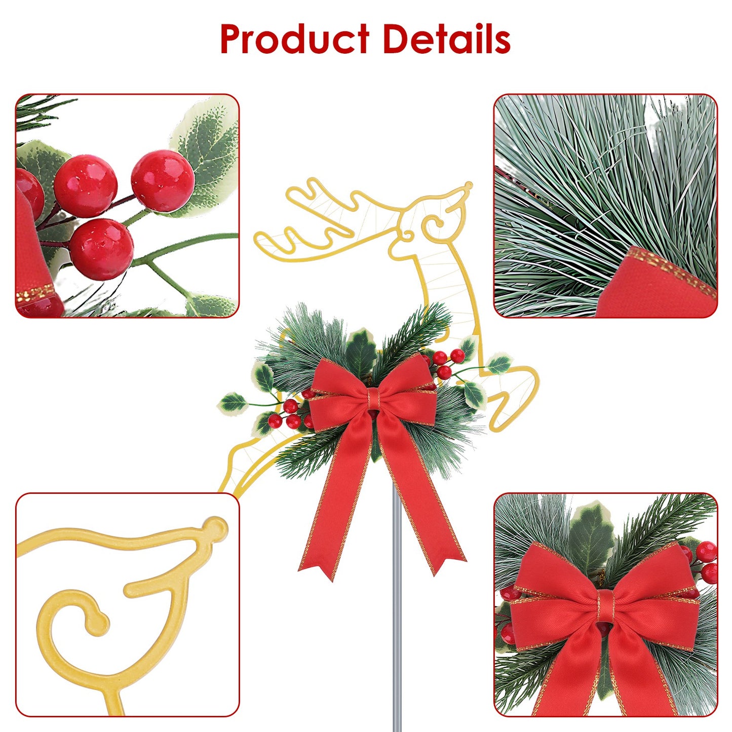 Christmas Reindeer Pathway Stake Lights with LED String (2-Pack)