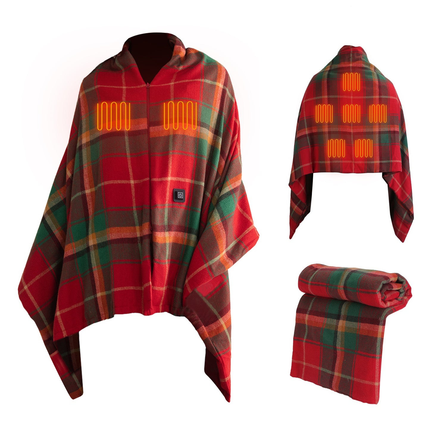 USB Heated Shawl with 3 Heat Levels and Zipper