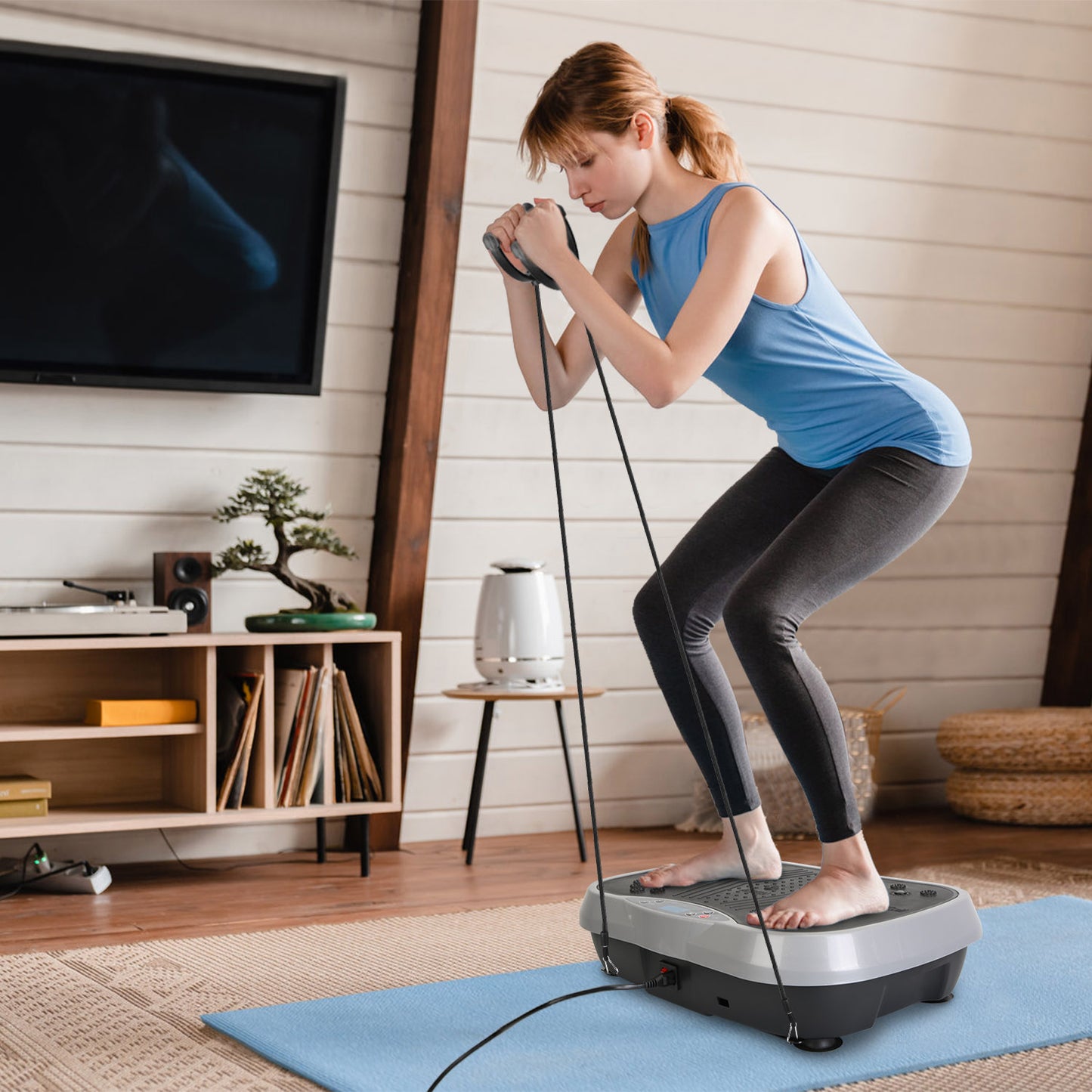 Vibration Platform Exercise Machine with Resistance Bands