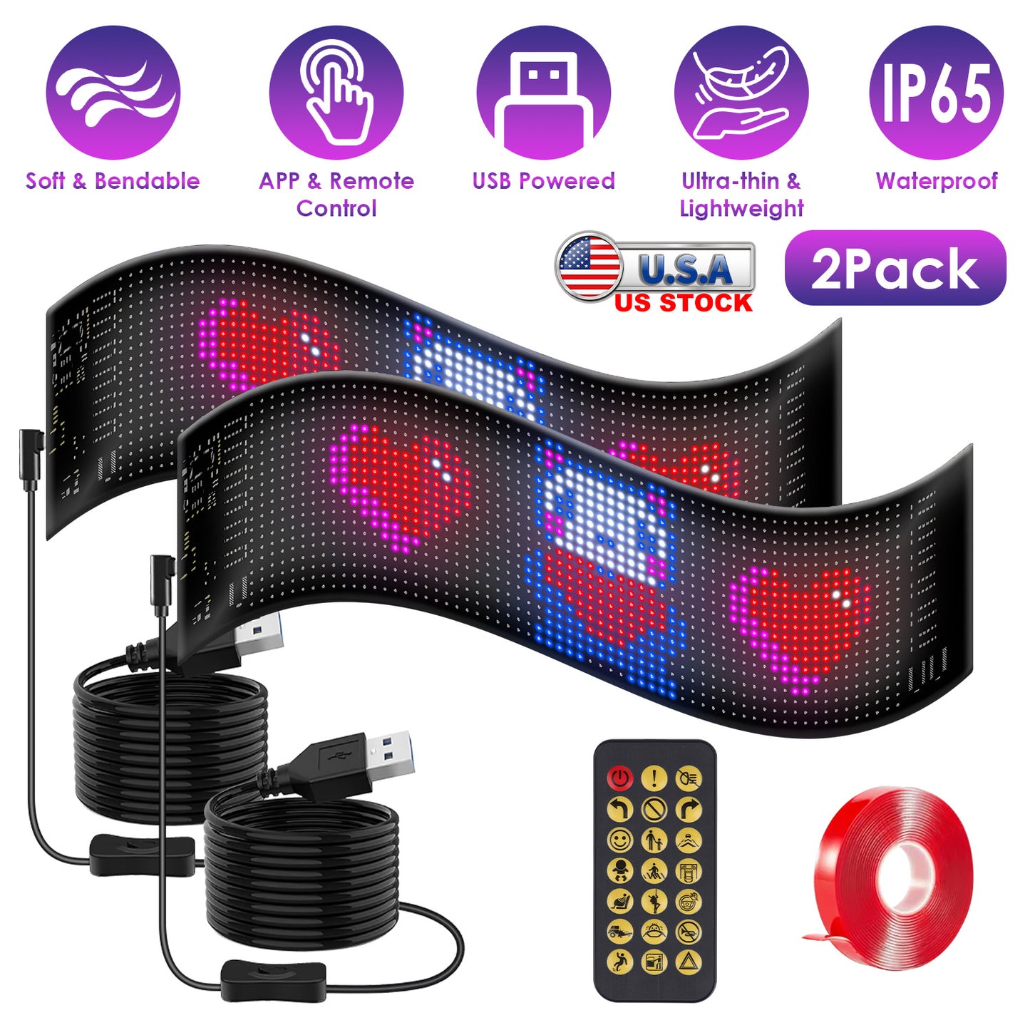 Programmable LED Car Sign with App Control 20x64 Matrix