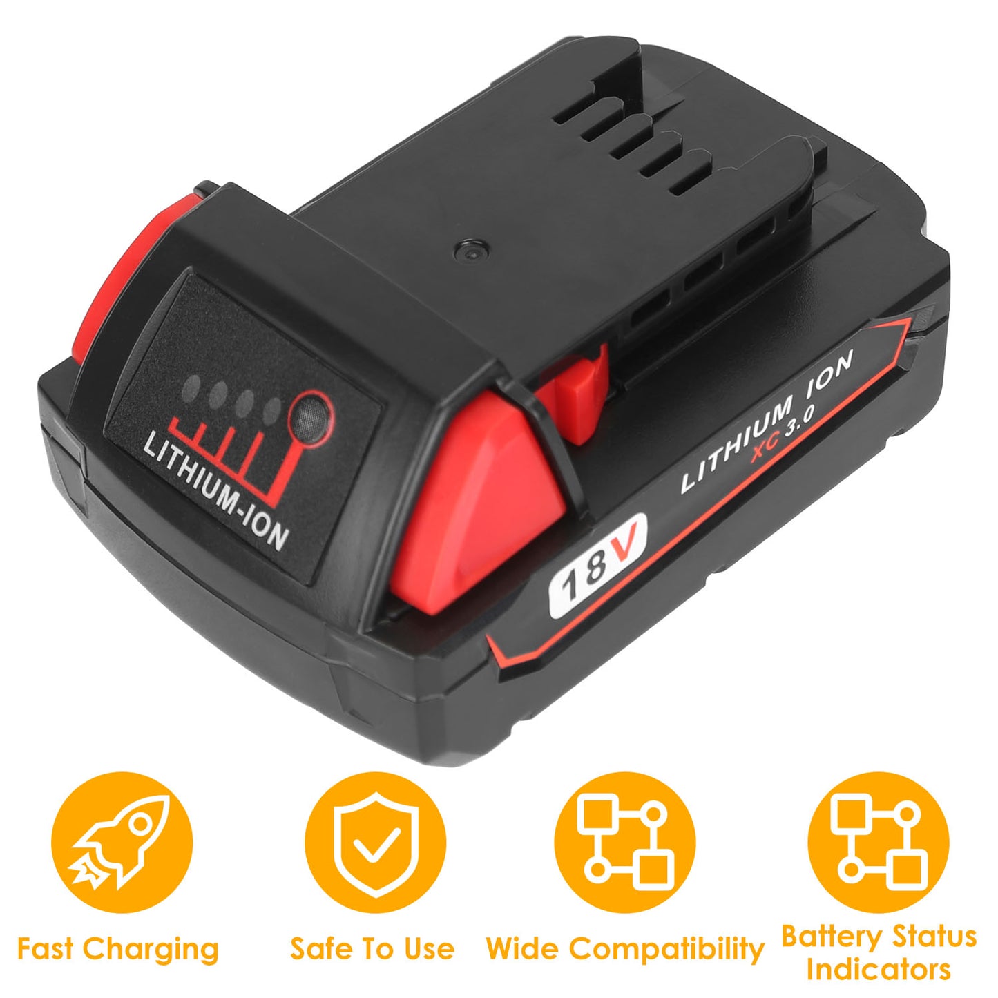 18V 3000mAh Lithium Battery for Milwaukee M18 Cordless Tools