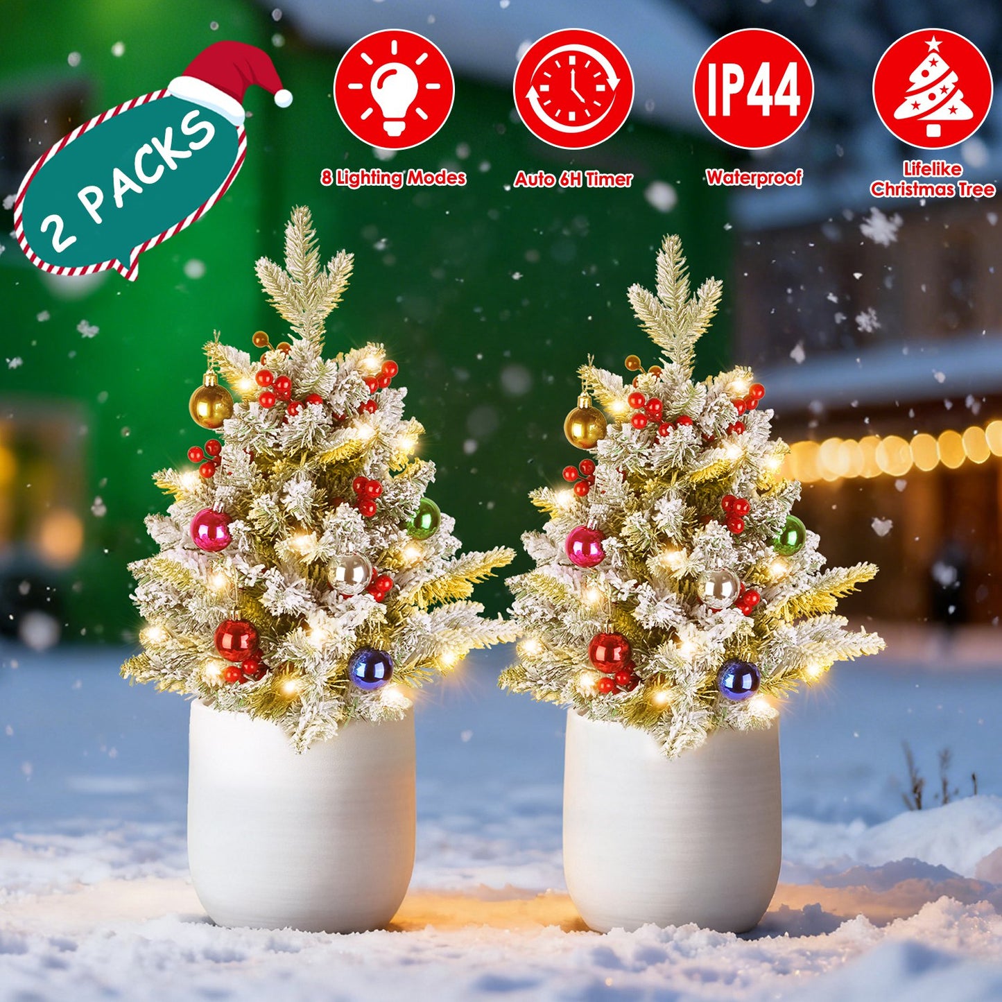 Battery Powered LED Christmas Tree Urn Filler - 2 Pack