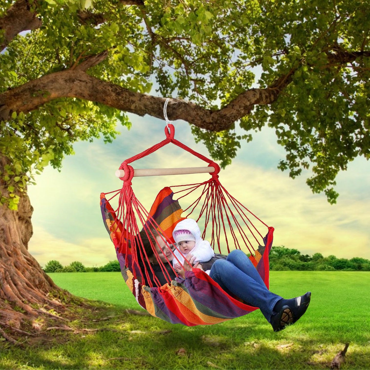 Hanging Hammock Chair with Pillows – 265 lbs Capacity