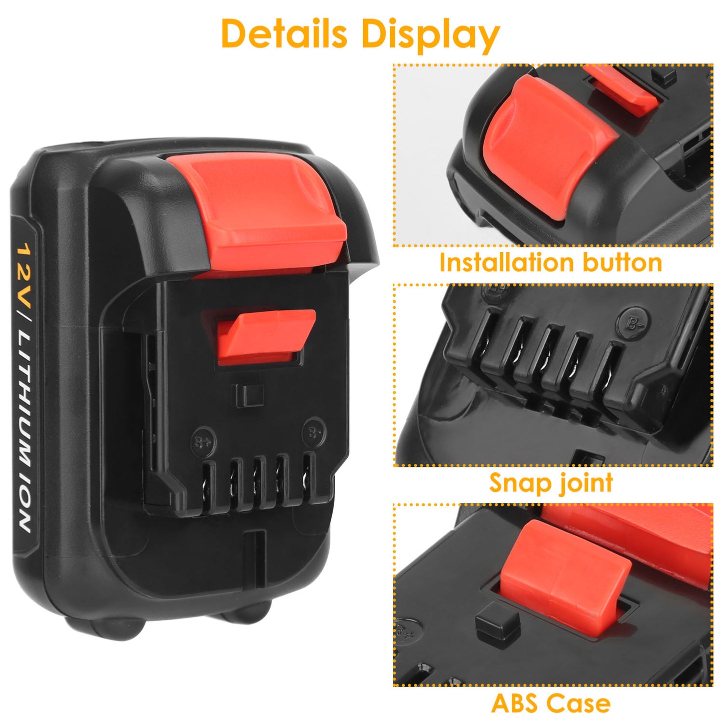 12V Li-ion Power Tool Battery 2-Pack for Dewalt DCB120 Series