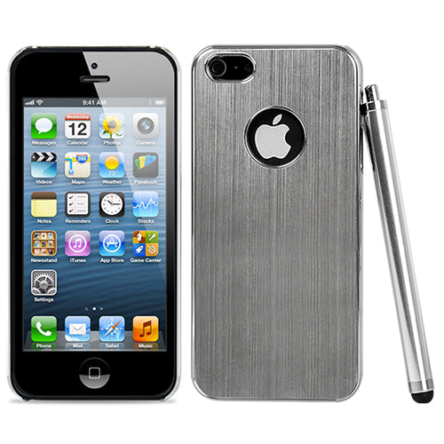 iPhone 5 Aluminum Hard Case with Stylus Pen - Silver