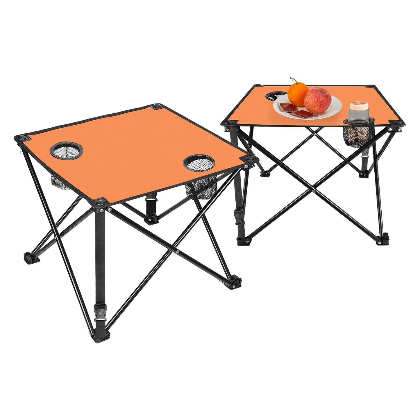 Foldable Camping Table with Cup Holders & Carry Bag (2-Pack)