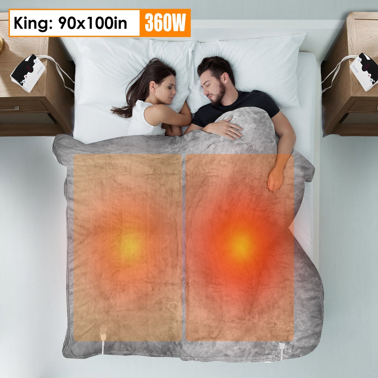 Electric Heated Fleece Blanket with Dual Controller King Size