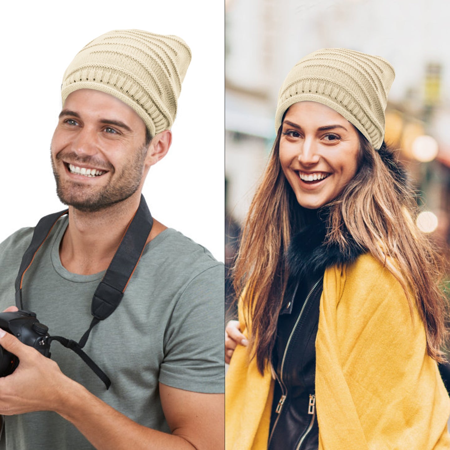 Slouchy Knit Beanie Hat - Unisex Winter Warm Skull Cap