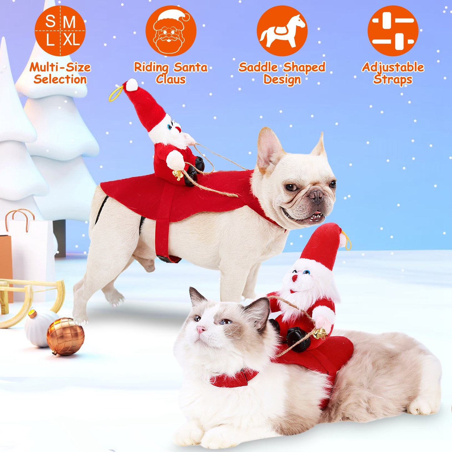 Dog Christmas Costume with Riding Santa Claus Design